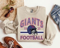 New York Giants Sweatshirt Crewneck, Trendy Vintage Style NFL Football Shirt for Game Day Tailgaiting
