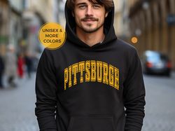 Pittsburgh Steelers Hoodie, Retro 80s Vintage Style NFL Football Sweatshirt