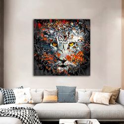 Leopard Stylish Decor For Home Leopard Print On Canvas Leopard Painting Wall Art Leopard Colorful Pictures Animals