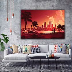 miami canvas painting, miami beach canvas painting, america canvas painting, miami beach landscape painting-1