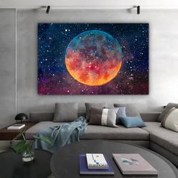 moon phases canvas, lunar eclipse canvas art, moon phases decor, moon canvas, lunar eclipse style canvas, space canvas-3