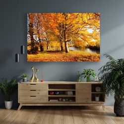 Autumn Canvas, Forest Landscape Canvas Painting, Yellow Trees Canvas Print, Autumn Nature Landscape Art-1