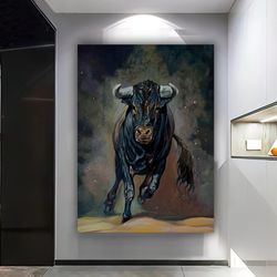 Bull Canvas, Angry Bull Painting, Matador Bull Canvas Print, Cow Canvas, Ox Canvas Painting, Animal Home Decor