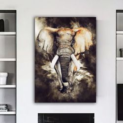 elephant canvas painting, colorful elephant wall decor, elephant canvas painting, animal canvas painting-1
