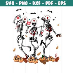 Skeleton Dancing Nurse Halloween PNG Sublimation File