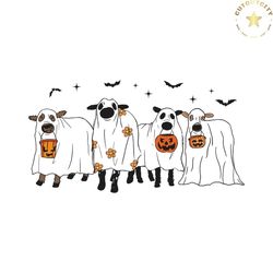 Pumpkin Ghost Cows Halloween Animals SVG File For Cricut