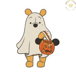 Retro Pooh Ghost Halloween Disney Spooky Season SVG File