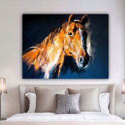 Colorful Horse Canvas Painting, Horse Wall Decor, White Horse Wall Art, Animal Painting