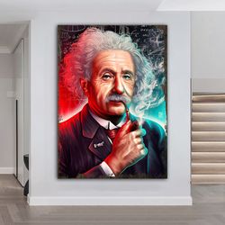 Einstein Canvas Painting, Einstein Wall Art, Albert Einstein Canvas Painting