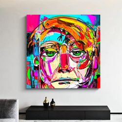 Sad Face Canvas, Colorful Abstract Canvas Painting, Sad Woman Art, Pop Art Art, Pop Art Canvas