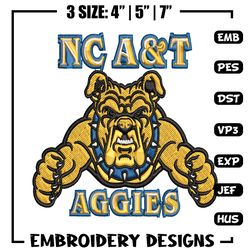 North Carolina A&T Aggies embroidery, NC A&T Aggies embroidery, logo Sport, Sport embroidery, NCAA embroidery.
