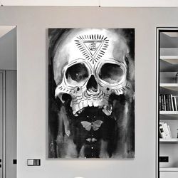Skull Canvas Print, Skull Canvas Art Print, Sugar Skull Canvas Art Home Decor Gift, Gothic Floral Skull Wall Art For Hal