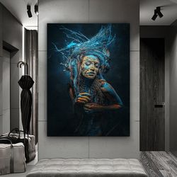 Woman Canvas Painting, Abstract Woman Painting, Woman Painting With Drawings-3