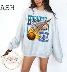 Vintage 90s Charlotte Hornets Sweatshirt, NBA Crewneck Sweatshirt, Retro Hornets Hooded,Vintage Hornets Shirt, Charlotte