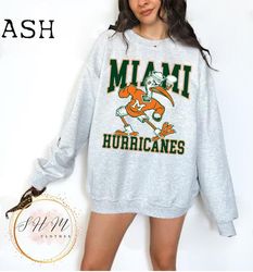 Vintage 90s University Of Miami Hurricanes Embroidered Crewneck Sweatshirt Sportswear