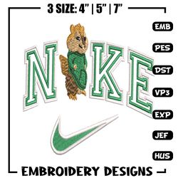 Squirrel nike embroidery design, Squirrel nike embroidery, logo design, embroidery file, logo shirt, Digital download.