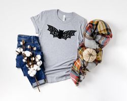 Bat Halloween Shirt, Women's Halloween, Floral Animal, Gift For Halloween, Halloween Party T-Shirt