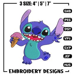 Stitch with Ice Cream  embroidery design, cartoon embroidery, logo design, embroidery file, logo shirt, Digital download