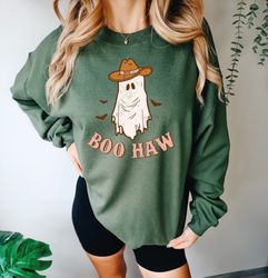 Boo Haw Western Halloween Shirt, Cute Ghost Halloween Sweatshirt, Retro Halloween Shirt, Country Cowgirl Halloween Shirt