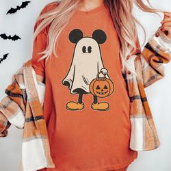 Comfort Colors Mickey Ghost Halloween Shirt, Retro Mickey Spooky Season Shirt, Mickey's Not So Scary Halloween Shirt, Di