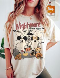 Comfort Colors Mickey Minnie Ghost Halloween Shirt, Nightmare On Main Street Halloween Shirt, Spooky Season Shirt, Hallo