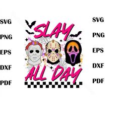 Horror Sla-y All Day Spook-y Season PNG Download File, Cutting Digital File