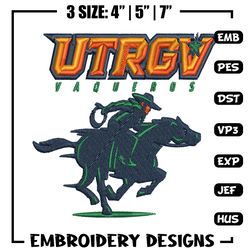UTRGV Vaqueros embroidery design, UTRGV Vaqueros embroidery, logo Sport, Sport embroidery, NCAA embroidery.