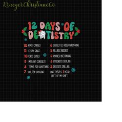 12 Days Of Dentistry Christmas Png, Christmas Dental Png, Dentist Christmas Png, Dental Assistant Christmas Png, Dental