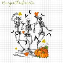 Dancing Skeletons Fall Png, Funny Skeletons Halloween Png, Fall Pumpkin Png, Fall Halloween Png, Spooky Season Png, Retr