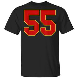 Red Number Fifty Five 55 Tshirt  Kansas City Football TShirt