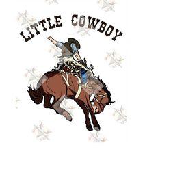 Little cowboy sublimation png, digital download, western, rodeo, bucking horse, png