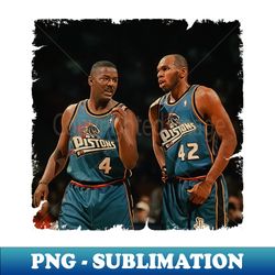 Detroit Pistons Legends - Joe Dumars & Jerry Stackhouse - Transparent PNG Sublimation Download