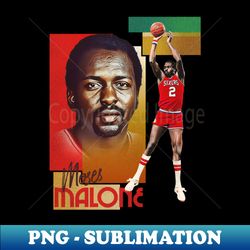 Retro Moses Malone Basketball Card - Vintage PNG Sublimation Digital Download - Perfect for Sports Memorabilia Collectors