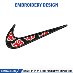 Akatsuki Nike embroidery design, Naruto embroidery, Nike design, anime design, anime shirt, Digital download