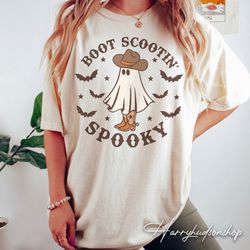 Boot Scootin Spooky Comfort Colors Shirt, Halloween Shirt ,Cowboy Ghost Shirt, Western Halloween Shirt, Cute Spooky Shir