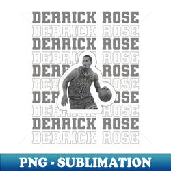 Derrick Rose Retro Basketball PNG Transparent Digital Download - Elevate Your Sublimation Game