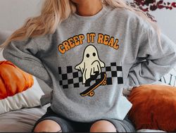 Creep It Real SweaT-Shirt Png,Creep It Real ,Halloween Skateboard, Ghost Skateboarding SweaT-Shirt Png, Halloween SweaT-