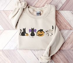 Cute Black Cats on Pumpkin SweaT-Shirt Png, Sweater for fall, Cute Black Cat Sweater, Halloween Black Cats Design, Hallo