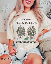 Everything is Fine Christmas T-Shirt Png, Funny Christmas T,   Christmas, Tangled Christmas lights T-Shirt Png, I m Fine