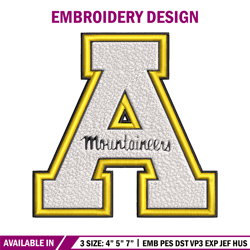 Appalachian State Mountaineers embroidery design, logo embroidery, logo Sport, Sport embroidery, NCAA embroidery.
