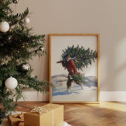 Christmas Tree Art, Vintage Christmas Art, Vintage Holiday Decor, Christmas Print, DIGITAL DOWNLOAD, PRINTABLE Wall Art