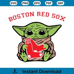 Baby Yoda Hug Logo Boston Red Sox SVG Digital Cricut File