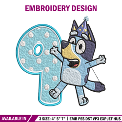 Bluey 9th Birthday Embroidery design, Bluey Cartoon Embroidery, Disney Embroidery, Embroidery File, digital download