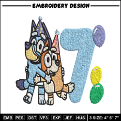 Bluey Bingo 7th Birthday Embroidery, Bluey Cartoon Embroidery, Disney Embroidery, Embroidery File, digital download.