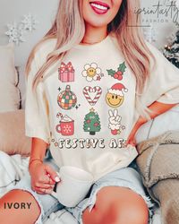 Groovy Festive AF Shirt Png, Comfort Colors, Christmas Shirt Png, Christmas Tree Shirt Png, Holiday Season, Funny Christ