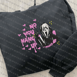 No You Hang Up Embroidery Design, Face Ghost Embroidery Machine File, Scary Halloween Embroidery Design For Shirt, 3 Sizes, Format Exp, Dst, Jef, Pes