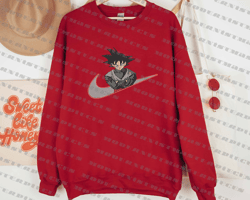 NIKE x Songoku Embroidered Sweatshirt, Custom Embroidered Sweatshirt, Anime Embroidered Sweatshirt, Latest Anime Embroidered Hoodie, Anime Sweatshirt, Embroidered Anime Gift