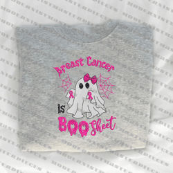 Pink Cute Ghost Embroidery Design, Breast Cancer Is Boo Sheet Halloween Cancer Awareness Embroidery Machine File, Halloween Cancer Warrior Embroidery File