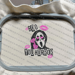 Boo You Horror Embroidery Design, Face Ghost Embroidery Machine File, Scary Halloween, Embroidery File, Digital Download