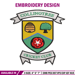 Collingtree Cricket embroidery design, Collingtree Cricket embroidery, logo design, embroidery file, Digital download